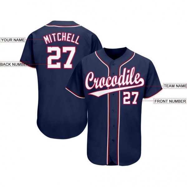 Women's Custom Navy White-Red Baseball Jersey