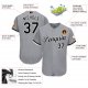 Men's Custom Gray Black-White Baseball Jersey