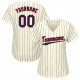 Women's Custom Cream Navy Pinstripe Navy-Red Baseball Jersey